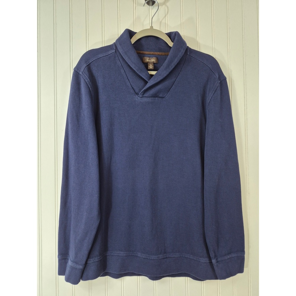 Tasso Elba Mens Navy Shawl Collar Cotton Pullover Sweater Size 
Large Preppy